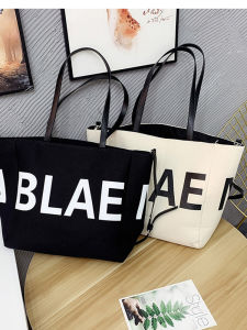 Retro Large Capacity Canvas Bag with Letters Casual Shopping Bag Womens Popular Makeup Bag Tote Bag Handbag in 2025