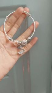 [HCM]Vòng tay nữ dễ thương Charm may mắn hình thiên nga-Vòng lắc tay nữ bạc cao cấp charm xinh đẹp G387336