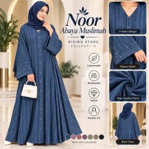 Noor Abaya Muslimah Elegant Modest V-Neck Design Lightweight Breathable Rising Stars Collection High Fit Use