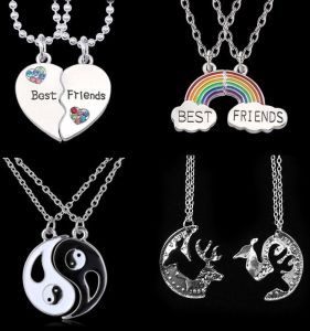 Rainbow Splicing Couple Necklace Pair