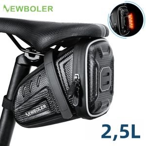 NEWBOLER Túi Yên Xe Đạp Chống Nước MTB Đường Có Sọc Phản Quang Với Đèn Hậu Thông Minh Túi Yên Xe Đạp Chống Mưa Phụ Kiện Xe Đạp EVA