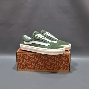 SEPATU VANS21 OLD SKOOL VAULT OG HIJAU PUTIH KANVAS 36-43