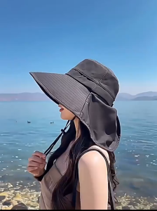 MLADEN Summer Women Bucket Hat with Shawl Lightweight Breathable Face Neck Protection Sun Hat Beach Cap Design