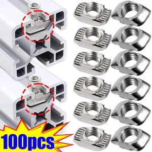 100Pcs EU20 M5 Slot T-nut Sliding T Nuts Hammer Drop in Nut Fasten Connector for Aluminum Extrusion DIY Projects Fasteners