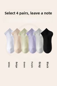 JINGCHI | Ladies Pure Cotton Summer Thin Short Boat Socks Breathable Absorbent Mesh Slip-On Casual Sporty Style Cotton Polyester Blend