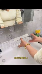 READY STOCK Luxury bathroom suction cup storage rack no-drill wall-mounted wash basin toothbrush and toothpaste storage basket