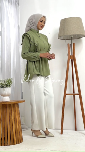 Blouse Yumira Atasan Wanita Rempel Double Layer Polos Akses Tali Ikat Cringkel Airflow HQ