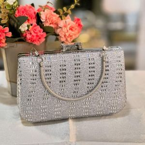 Tas Pesta CELIA Embellished Crystal Box Clutch