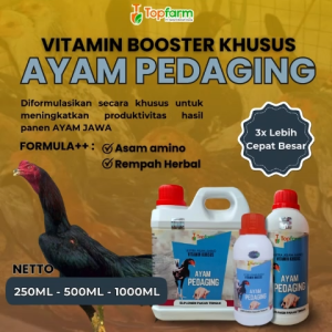 Vitamin Booster Ayam Pedaging / Vitamin Ayam Cepat Besar / Vitamin Pakan Ayam Jawa Cepat Besar / Vitamin Obat Ayam Jawa Cepat Besar / Vitamin Penggemuk Ayam Pedaging / Vitamin Herbal Ayam Pedaging / Asam Amino Untuk Ayam Pedaging