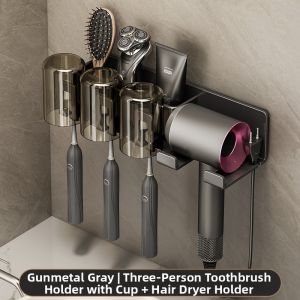 youqin | Suction Wall-mounted Organizer for Hair Dryer Toothbrush Cups