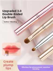 Portable Double-Head Lip Brush with Cover Lipstick Blending Lip Balm Lip Glaze Retractable Lip Liner Pen Professional Makeup Brush