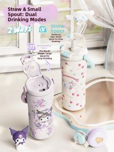 VRIUKNT | Insulated Thermal Cup with Straw and Direct Drinking Dual Use Ceramic Lining