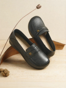 Reddragonfly | Womens Leather Shoes Soft Flat Soles Black
