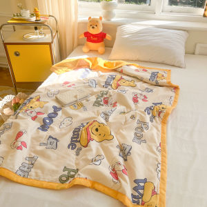 Adorable Cartoon Antibacterial Fiber Blanket for Students Men Women Dormitory Universal Four Seasons Air Conditioner Quilt