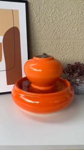 โอ่งน้ำล้นเซรามิค สีส้มแถมปั๊มน้ำ สินค้าพร้อมส่ง