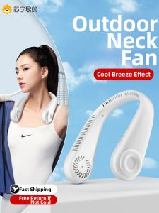 Portable Neck Fan USB Charging No Leaf Outdoor Hanging Fan Lazy Persons Cooling Tool Mini Portable Fan for Home And Garden