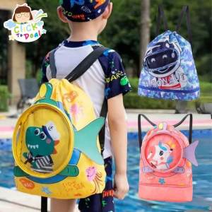 CTD Swimming Bag Children Swimming Backpack Waterproof Sports Backpack Beach Portable Cute Dry Wet Storage Pink Blue