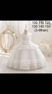 DRESS PESTA ANAK SABRINA WHITE LACE FLORAL 3D
