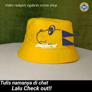 Topi Bucket Anak Karakter Dino & Gratis Bordir Nama