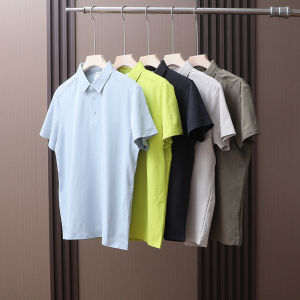 Cooling Cotton Short Sleeve Polo Shirt Mens Outdoor Summer Sportwear Laser Perforated Seamed Glued Business Casual Fashion