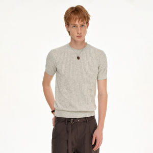 MADWITCH | Linen Tencel Unique High-End Short Sleeve Knit T-Shirt