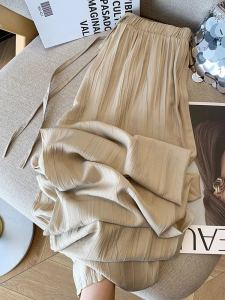 Ice Silk Texture Wide Leg Pants Womens High Waist Thin Summer Casual Loose Fit Long Trousers Heat Resistant Straight Leg