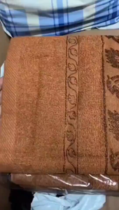 ผ้าเช็ดตัวพระสงฆ์ ผืนใหญ่ ใบโพธิ์ ขนาด 140x70 ซม. ผ้าขนหนูสีพระ ของทำบุญ ถวายสังฆทาน