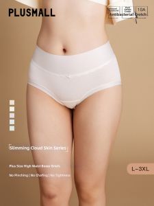 Plus Size High Waist Tummy Control Elastic Bare Feeling Breathable Bow Briefs