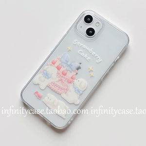 เคสโทรศัพท์ลายเค้กบลูบERRY น่ารักสำหรับ iPhone 15/16PLUS Apple 12/13PROMAX/17/14 ปกป้องด้วย TPU ทนทาน
