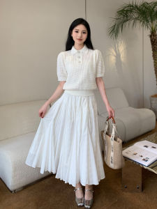 Chung Street French Style High Waist A-Line Midi Skirt Large Hem 17 Meter Long Dress Summer Season Versatile Womens Fashion