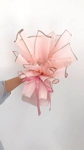 Isi 20 LEMBAR Kertas Buket Bunga Cellophane Florist goldline Flower Wrapping Paper Varian List Gold Emas KB01