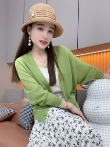Ice Silk Knitted Summer Lightweight Casual Sun Protection Cardigan Womens Fashionable Air Conditioning Outerwear Coat