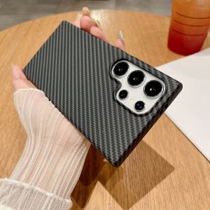 Ultra-Thin Carbon Fiber Phone Case for Samsung S24 Ultra Magnetic Absorption Wireless Charging Frosted Anti-Fall Couples Protection Cover