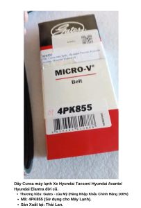 Dây Curoa Máy Lạnh Xe Hyundai Tucson/ Huyndai Avante/ Huyndai Elantra đời cũ Mã 4PK855 Thương hiệu Gates- của Mỹ Hàng Nhập Khẩu Chính hãng 100%