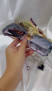 Kacamata Hitam Oversize D wanita bahan titanium fashion korea terbaru gaya tanpa bingkai