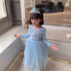 Cinderella Costume for Girls Blue Princess Dress Kids Halloween Fancy Party Dresses Children