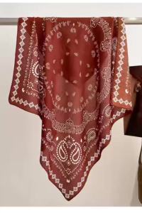 70cm Cashew Print Square Scarf Women’s Breathable Imitation Silk Bandanna Luxury Female Neckerchief Fashion Hijab Spring/Summer