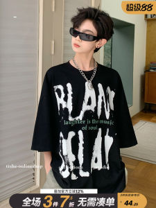 Boys Cotton T-Shirt Short Sleeve Loose Fit Breathable Summer Fashionable Top Half Sleeve Printed round Neck Thin Material