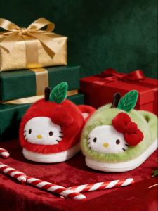 chikoku | Cute Christmas Apple Cat HelloKitty Slippers