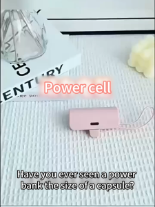 Stuttgart 5000mAh Mini Capsule Power Bank 2-in-1 Built-in Type-C and Lightning Cable Portable Fast Charger for iPhone Android