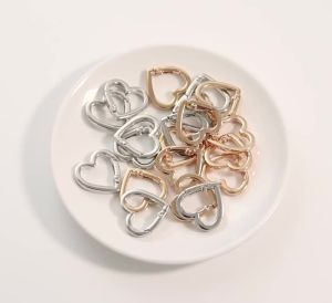 10pcs/lot Alloy Love Heart Spring Snap Clasps Hook Openable Carabiner Clip For DIY Keychain Bag Strap Connectors Dog Chain