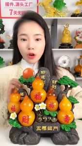 Tượng Phong Thủy Hồ Lô Ngũ Phúc Size 25 Màu Vàng Và Đỏ Vật Phẩm Phong Thủy Làm Quà Tặng Tân Gia Khai Trương Sinh Nhật