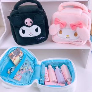 Sanrio Cute Kuromi Cinnamoroll Melody Cute Plush Handbag Travel Portable Storage Cosmetic Bag三丽鸥卡通库洛米玉桂狗美乐蒂便携收纳包化妆包杂物收纳袋