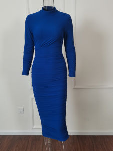 Y2k Solid Color Bodycon Party Long Dress Elegant Long Sleeve Slim Fit Party Dress Skinny O-neck Womens Floor-length Dress