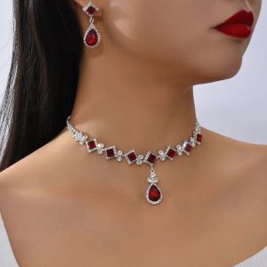 3-piece Womens Claw Chain Series Geometric Droplet Earrings Necklace Set Wedding Banquet Party Holiday Gift 8056