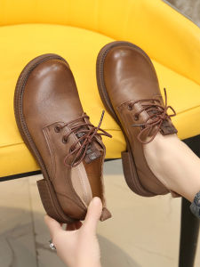 New 2025 Womens Leather Shoes Large Size 41-43 Wide Feet Flat Bottom Soft Leather Spring Autumn Fashion Single Shoes