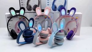 Tai Nghe chụp tai Bluetooth P47R tai thỏ GROWNTECH có thể gập lại đèn led 7 màu dễ thương âm thanh sống động có đệm tai êm tai dùng thử 7 ngày bảo hành 24 tháng