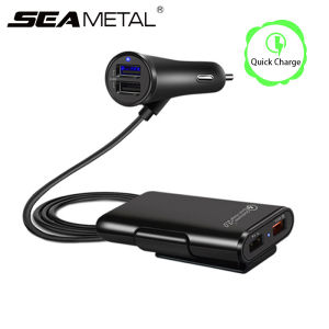 Bộ Sạc QC 3.0 Sạc Nhanh Cho Xe Hơi Bộ Sạc Nhanh 4 Cổng USB Cho Xe Hơi 12V Bộ Chuyển Đổi Điện Kèm Cáp Nối Dài