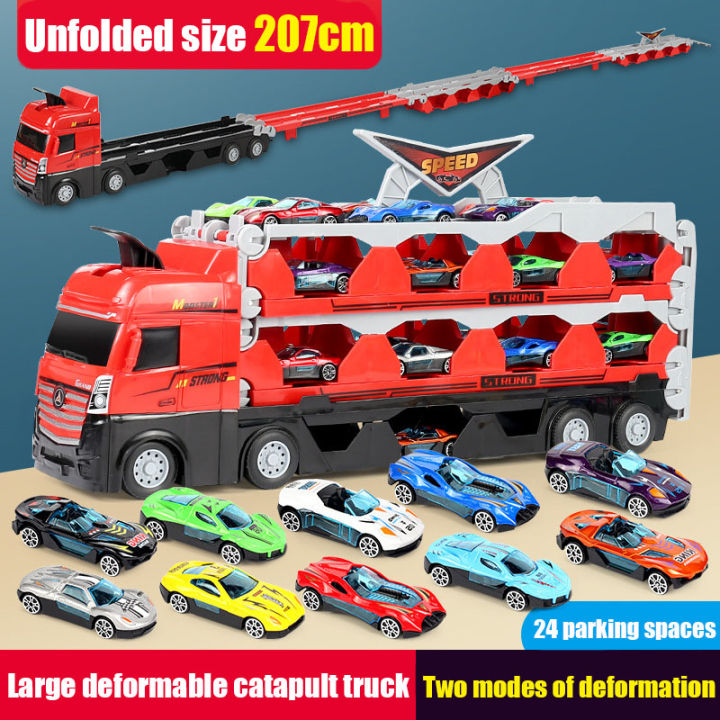Transport truck toy boy's large truck alloy mini racing car transport car folding car toy Mainan Kereta Mainan Budak Lelaki
