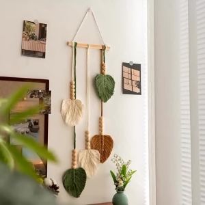 Tranh Treo Tường Dệt Thủ Công Bằng Lá Cây Chất Liệu Macrame Trang Trí Cho Căn Hộ Phòng Ngủ Phòng Khách 100% Polyester Dệt Kim